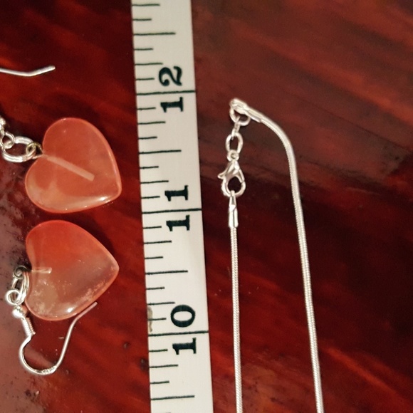 NWOT Stone heart necklace & earings set! - Picture 2 of 5